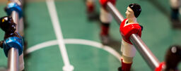 Photo close up of football table player